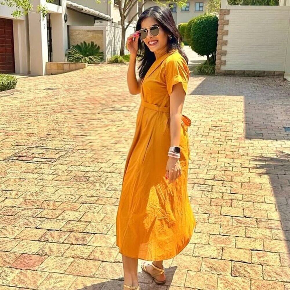 RARE ZARA Burnt Orange Cotton Midi Dress NWT - Picture 12 of 16